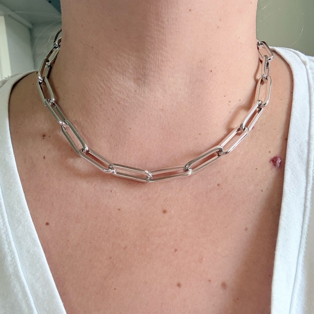 Melinda Maria Silver Choker Paperclip Necklace NEW